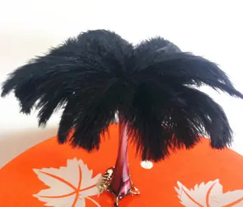 

Sell high quality 50pcs / lot black ostrich feather 12-14 "/ 30-35cm, DIY jewelry accessories /Wedding decoration