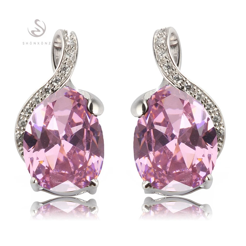 Fleure esme engagement wedding drop earrings jewelry earrings for women lovely red pink cubic zirconia rhodium plated r838 r841