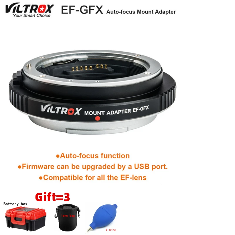 Адаптер для автофокуса Viltrox EF-GFX AF объективов Canon EF который идеально