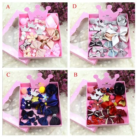 

18pcs/set Bow Flower Hairpins Multi-style Children Ribbon Hair Clip Cute Barrettes Baby Girls Headwear Hair Accessories Gift