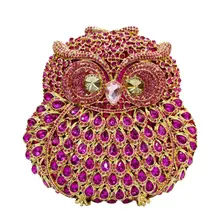 Стильные роскошные Клатчи из кристаллов с рисунком совы, сумка цепь животное, сумка на плечо, вечерние сумочки, свадебная сумочка-клатч 88158