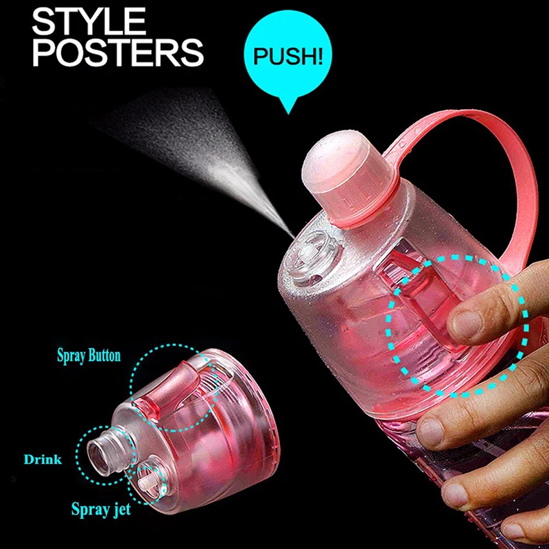 400/600 мл функциональная боьшая чашка переносной стакан креативная пластиковая Спортивная бутылка простая и стильная бутылка для воды с распылителем W13