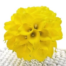 Желтый Свадебный букет-настоящий сенсорный искусственные каллы свадебные искусственные цветы de mariage Ramos de Novia