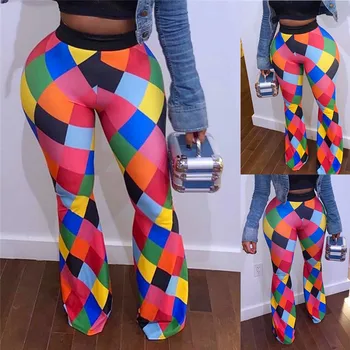 

New Fashion Womens Ladies Geometry Printed Casual Pants Long Trousers Summer Full Long Length Skinny Empire