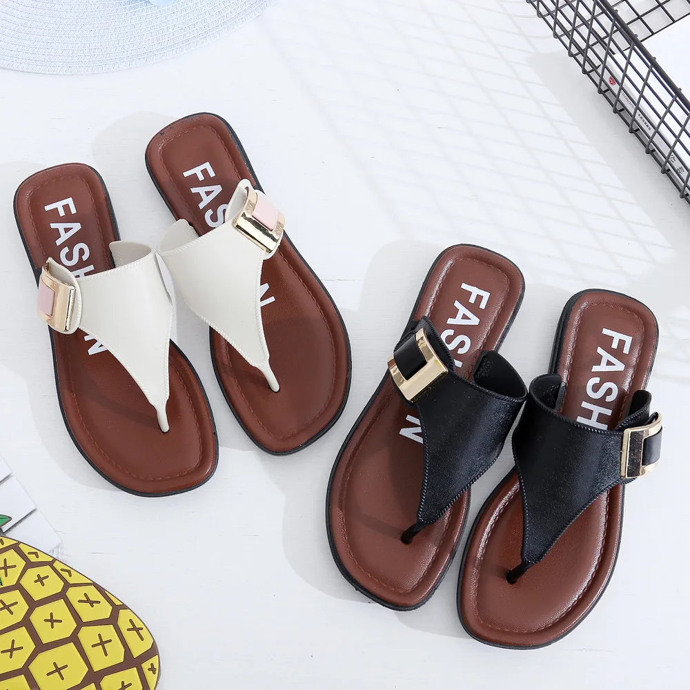 

Casual Beach Women Slipper Sandals Summer Home Flat Flip Flops Shoes Outdoor wearing stylish roman style Leisure Holiday hot