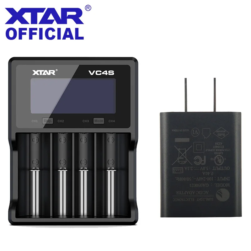 USB Зарядное устройство XTAR VC4S QC3.0 быстрой зарядки 5V 2.1A ЕС штекер Micro USB Зарядное устройство 3,7 V 1,2 V AA AAA Батарея Зарядное устройство для 18650 Батарея - Цвет: VC4S With US PLUG