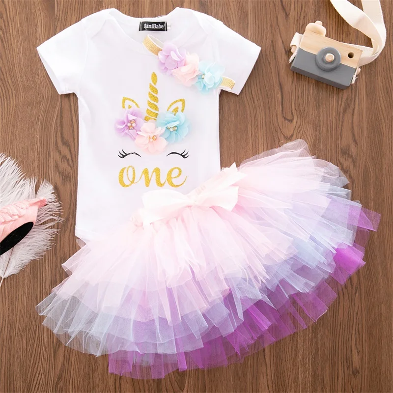 

1st Year Birthday Baby Girl Dress Summer Girls Unicorn Clothes Kids Dresses For Girl Party Tutu Outfits Christening Clothing