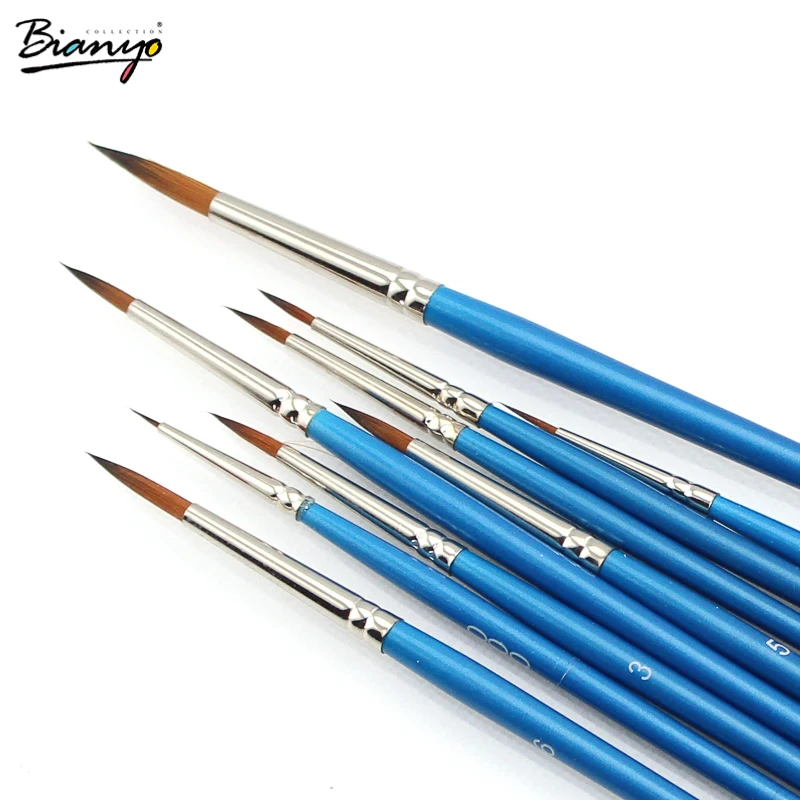 Bianyo Водоочиститель для художников, художественные канцелярские принадлежности, синяя деревянная ручка, краски для рисования, 9 шт. в наборе, стильные кисти, школьные принадлежности