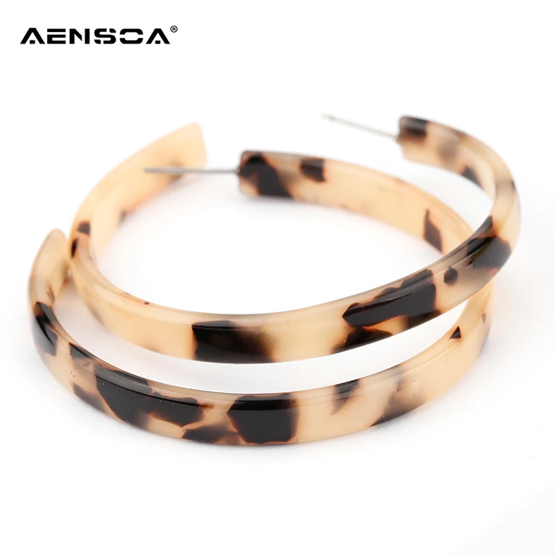 

AENSOA Trendy Leopard Earrings Alloy Acetate Round Circle Hoop Earrings For Women Statement Jewelry Gifts Wholesale Pendientes