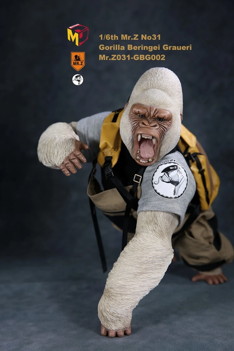 Mr.Z MRZ031 1//6 Simulation Animal Africa Gorilla Beringei Graue Statue White