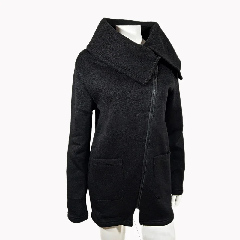 Laamei размера плюс 5XL Женские пальто осень зима толстовки теплая флисовая куртка с косой молнией воротник пальто Куртка Jaqueta Feminino