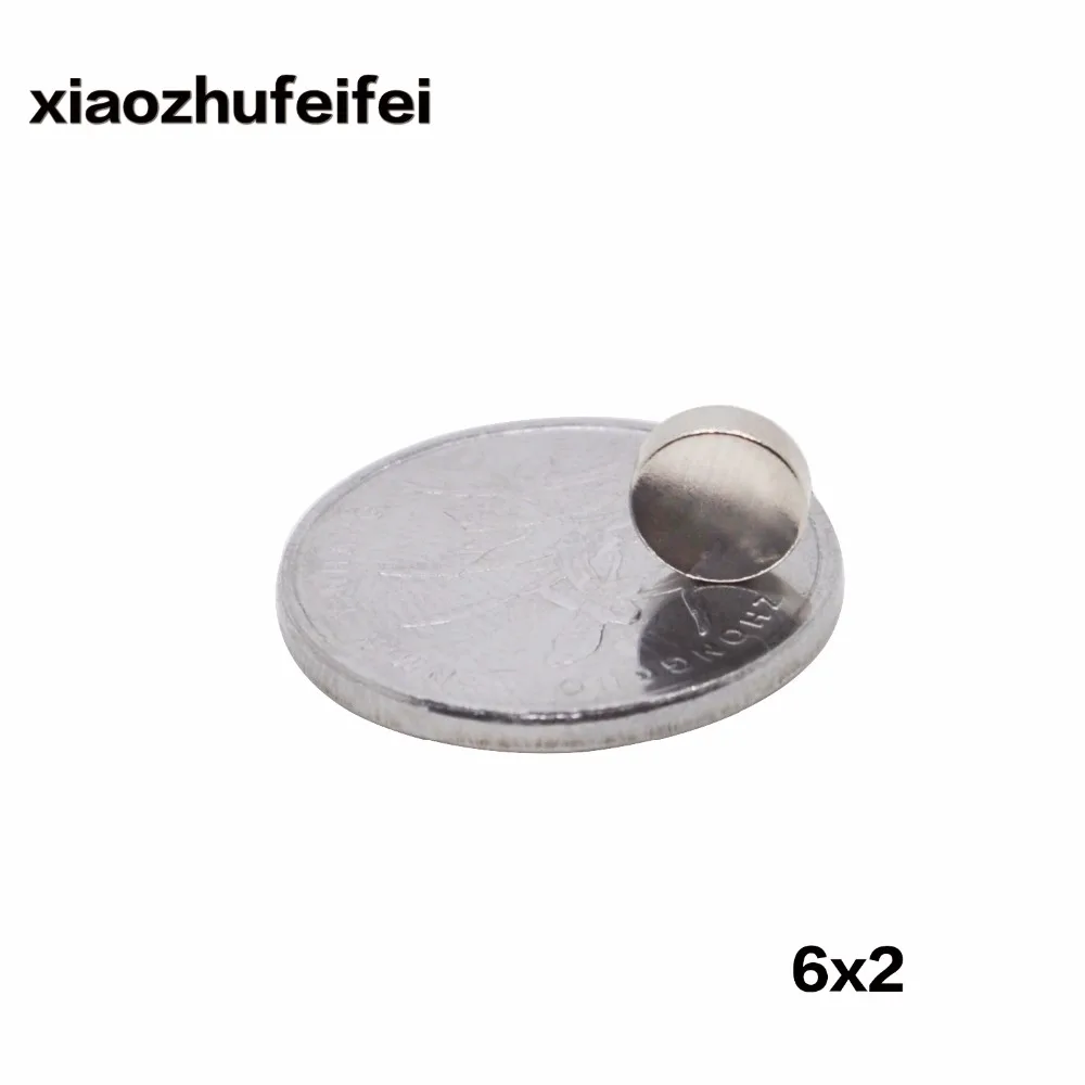 

100Pcs/Lot Strong Rare Earth NdFeB Magnet 6mm x 2mm Neo Neodymium N50 Magnets 6*2 mm Craft Model Disc Sheet Fridge