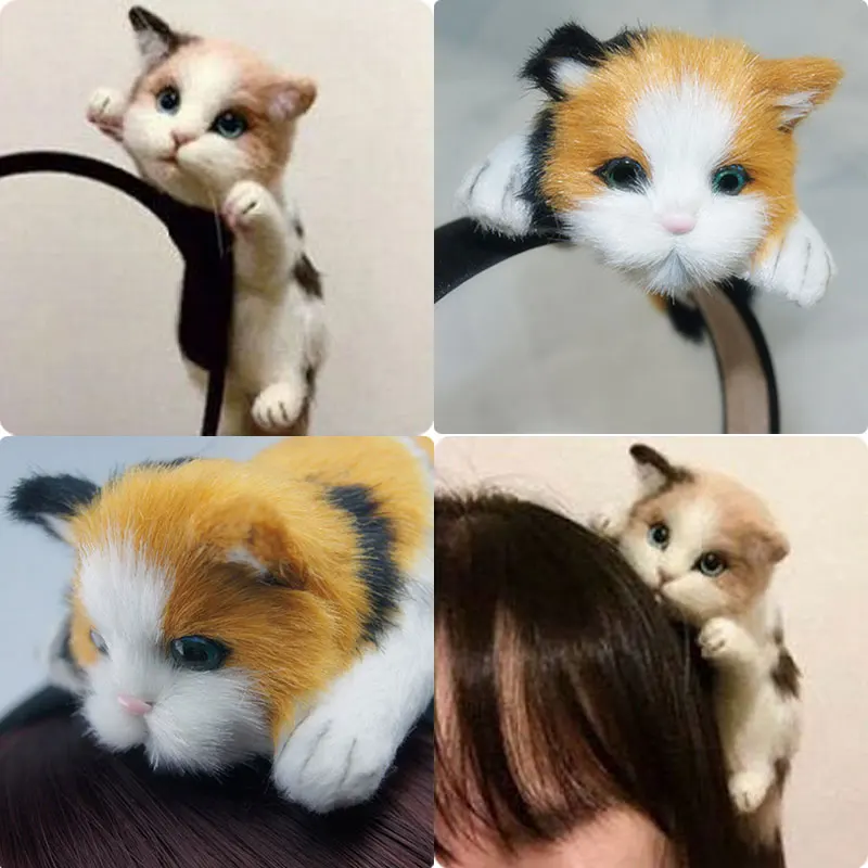 

2017 Fashion Korean Women Hair Hoop Simulated Cat Hairband Handmade Ladies Girls Party Headwear Hairs Accessories