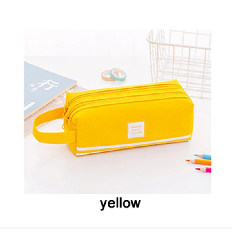 Цветная сумка для карандашей, чехол для карандашей-канцелярские принадлежности для школы, как кошелек или косметичка - Цвет: yellow