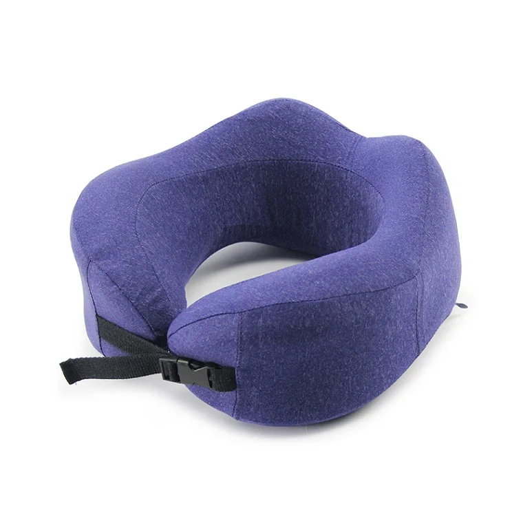 U-образная мягкая подушка для путешествий на шею, подушка для шеи из пены с эффектом памяти, подушка для подголовника, медленный отскок с боковым карманом, подушка для автомобиля в офисе - Цвет: Dark Blue