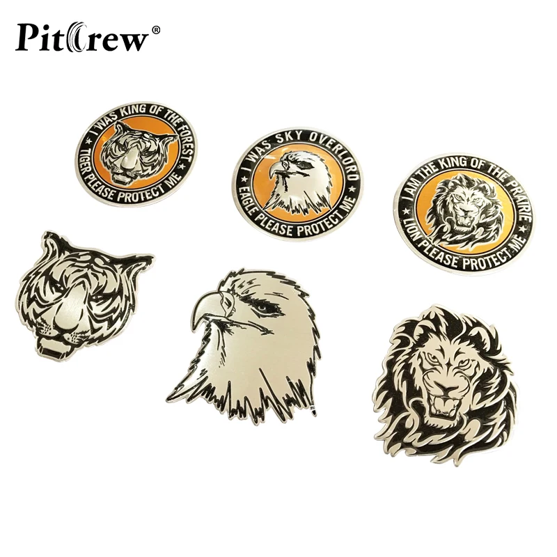 King Tiger Head Shape Metal 3D badge Decal Emblem Decor Sticker Universal Car T