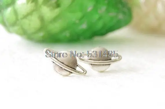 

10pairs/lot Saturn Studs Cosmos Earrings Silver Saturn Earrings Planet Earrings post