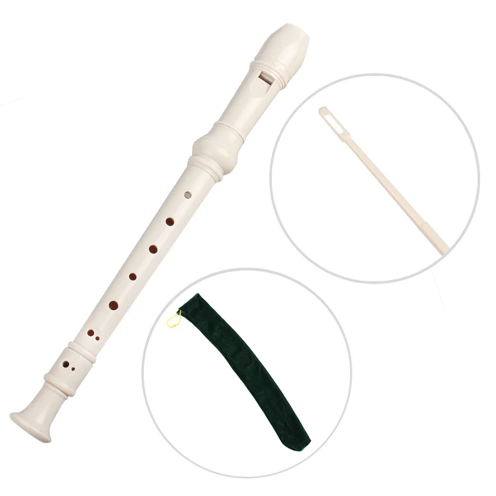 

C Key 8 Holes Soprano Descant Flute Recorder Clarinet for Kids Instrument Beginners with Fingering Chart Cleaning Stick