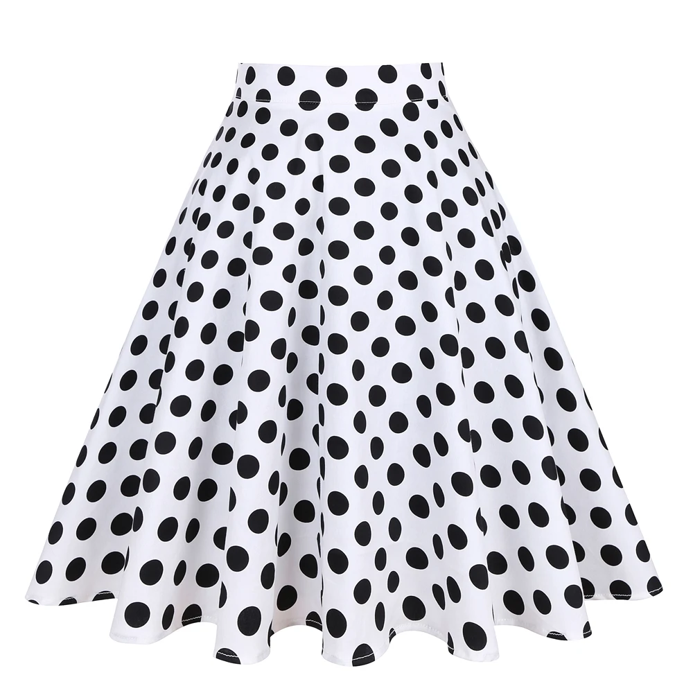 2019 Retro 50s Vintage Women Skirt High Waist Pleated Midi Skirt Women's Clothing Summer Audrey Hepburn Vintage Big Swing Skirts
