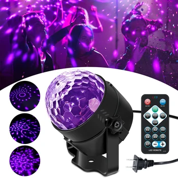 

[DBF]Mini LED UV Black Light 3W Sound Activated Disco Stage Light for Party Nightclub Karaoke Dance Halloween Event with Remote