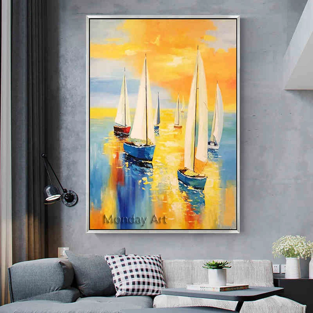 

High quality large Size 100% Hand Painted Abstract seascape Oil Painting On Canvas Home Decor art Wall Pictures For Living Room