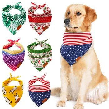 

Cute Dog Cat Bandana Bibs Tropical Rainforest Style Puppy Dog Scarf Adjustable Personalized Dog Bandanas Pet Triangular Bibs