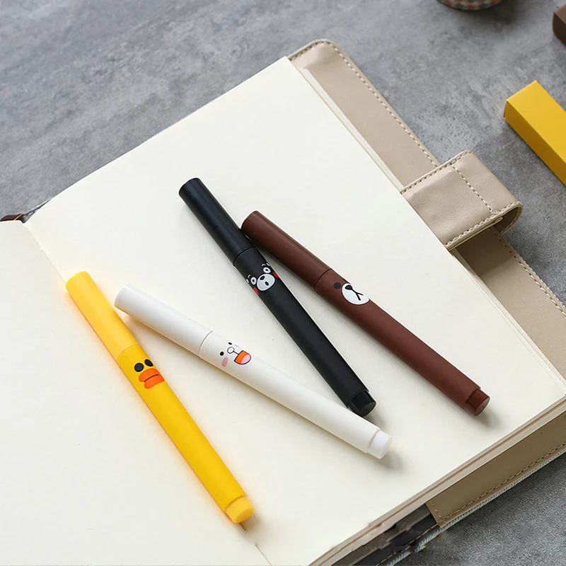 

2PCS Cute Brown Bear Rabbit Duck Kumamoto Gel Pen School Office Supply Writing Student Gift Kids Stationery 0.5mm Black Ink