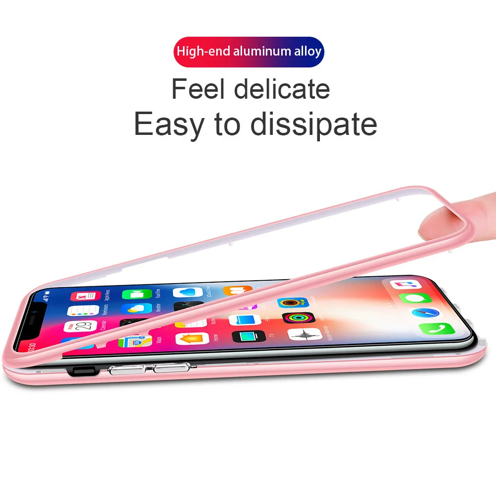 Двойное стекло в рамке металлический магнитный чехол для Iphone Xs Max Iphone Xr X 7 8 Plus, чехол для телефона, Магнитная крышка 360, полная защита