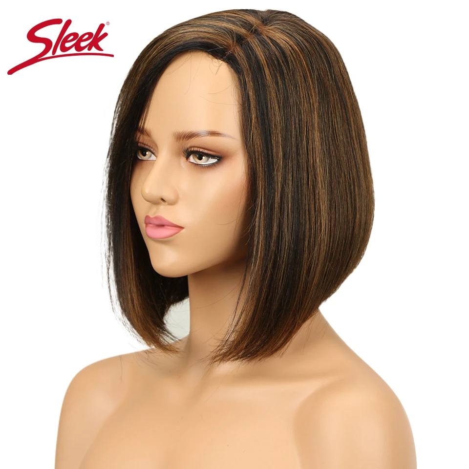 Sleek Peruvian Lace Front Human Hair Wigs For Blac
