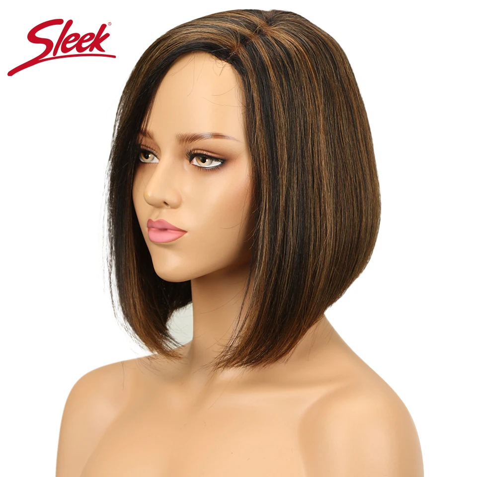 

Sleek Peruvian Lace Front Human Hair Wigs For Black Women 100% Remy Human Straight Hair Wig P4/30 P1B/30 Colors Free Shipping