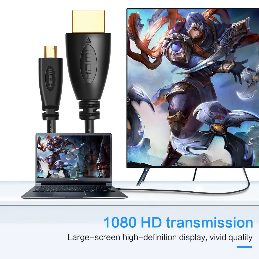 Micro HDMI кабель 1,4 в 1080P 3D позолоченный штекер-штекер 1 м 1,5 м 1,8 м 3 м 5 м Micro HDMI к HDMI адаптер для камеры ТВ планшета PS4