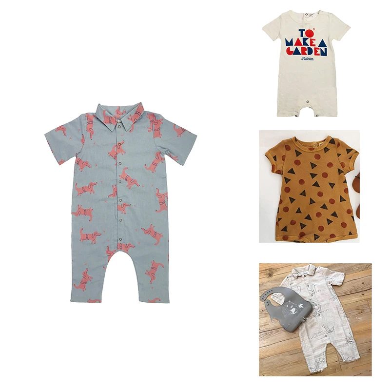 Комбинезоны для маленьких мальчиков; коллекция года; летние комбинезоны с принтом для девочек; Хлопковые комбинезоны для новорожденных; одна единица одежды; костюм для малышей