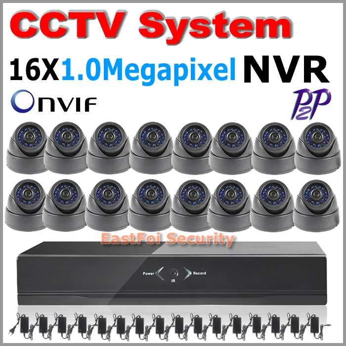 

Free shipping ONVIF CCTV System 16CH HD 720P NVR with 720P IR Night Vision indoor Dome IP Camera Surveillance system NVR Kit