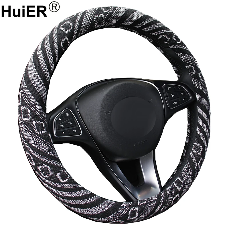HuiER Fashion Flax Universal Car Steering Wheel Cover 5 Styles Breathable For 38cm Car Accessories Braid on the Steering-wheel HuiER Fashion Flax Universal Car Steering Wheel Cover 5 Styles Breathable For 38cm Car Accessories Braid on the Steering-wheel