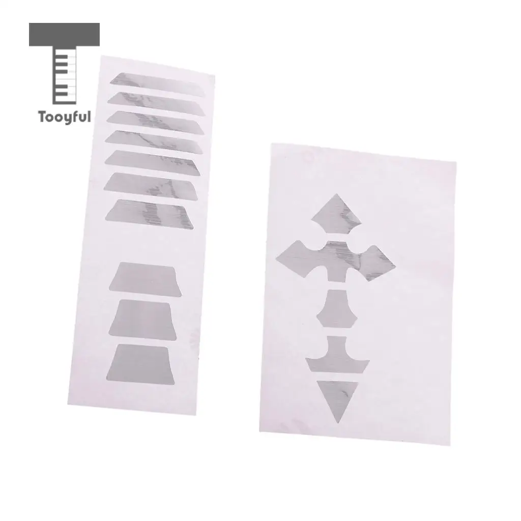 Tooyful 2 Pieces Guitar Fretboard Inlay Sticker Cross +Guitar Inlay Fret Decal Marker Silver 