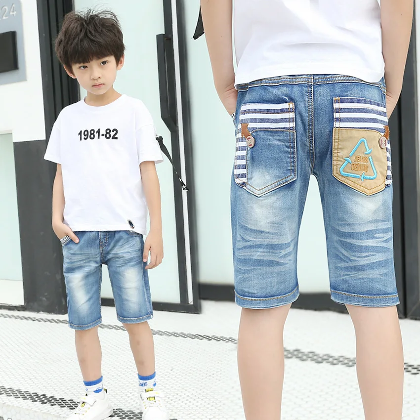 Новая летняя одежда джинсовые шорты синего цвета для маленьких мальчиков от 3 до 13 лет, модная детская одежда спортивные джинсовые штаны для подростков