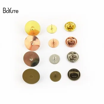 

BoYuTe Wholesale (200 Sets/Lot) Round 10MM 15MM Flat Base Brooch Pins with Butterfly Clasp Diy Jewelry Findings Components