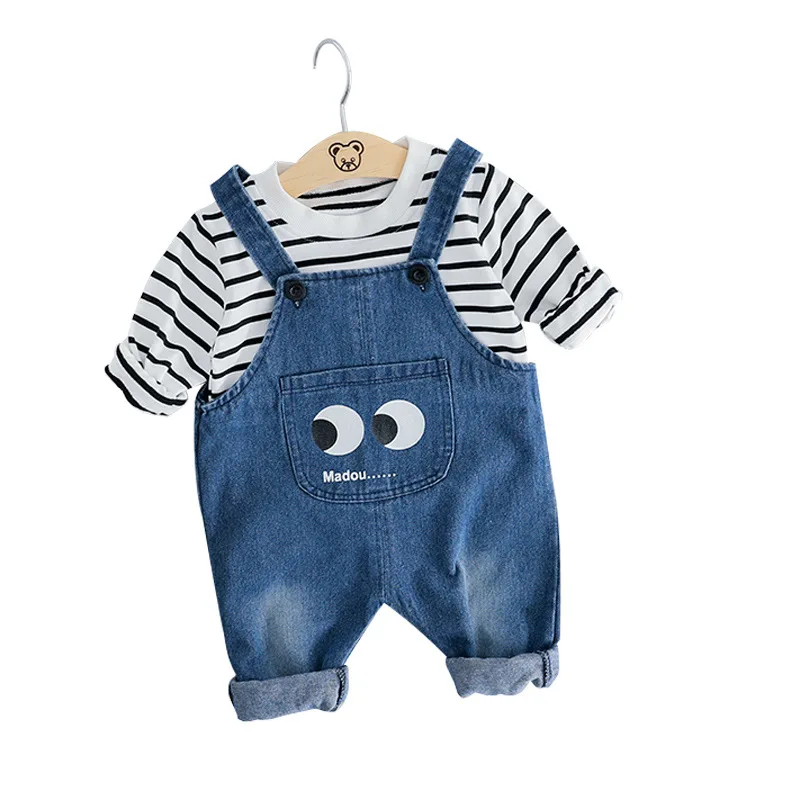 

High quality 0-2 year Baby boy clothes Long sleeve T shirt+ jeans 2pcs boys clothes set, Infantil baby clothing kid set