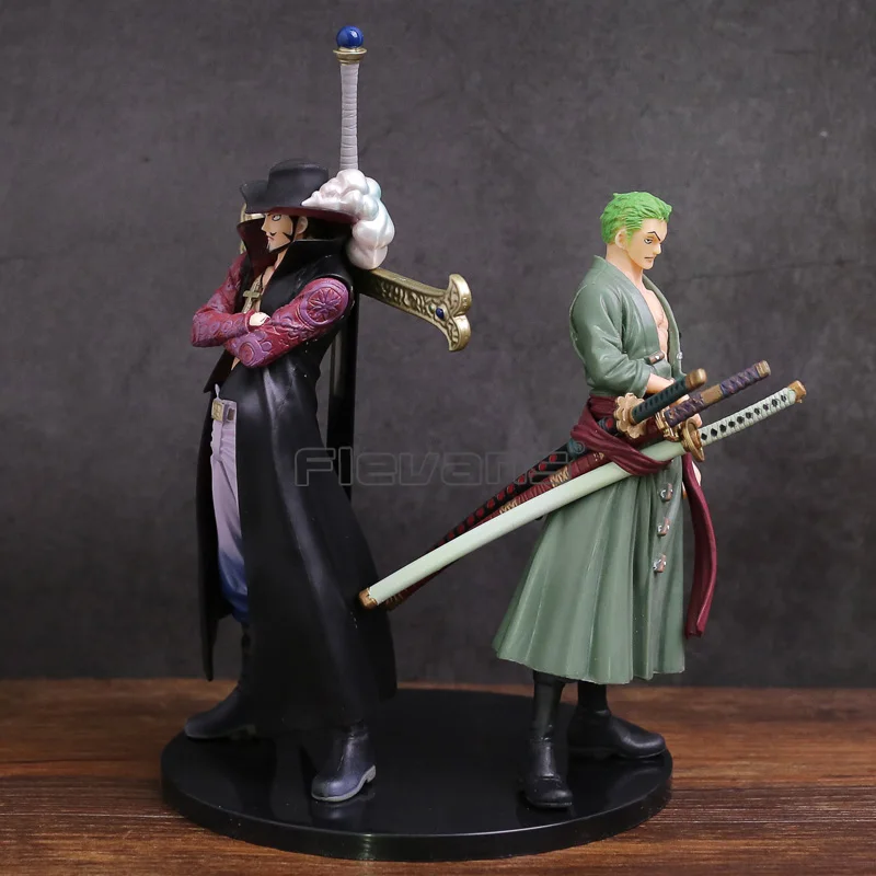 

Anime One Piece The Grandline Men Roronoa Zoro vs Dracule Mihawk PVC Figures Collectible Model Toys