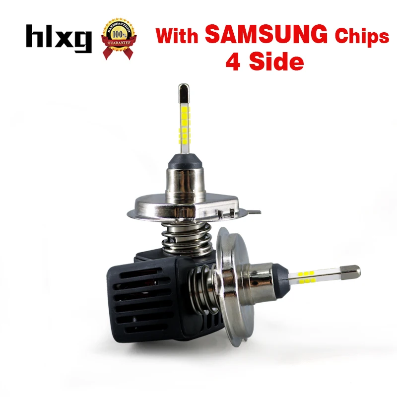 

HLXG 2pcs 360 Degree H4 LED Auto Headlight Conversion Bulb Kit With SAMSUNG Chip Hi Low Beam Driving Light Lamp 4 sides 10000 lm