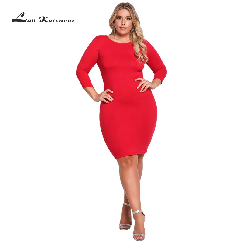 Женское облегающее платье Lan Karswear Клубное с о вырезом большие размеры XXXL|vestidos