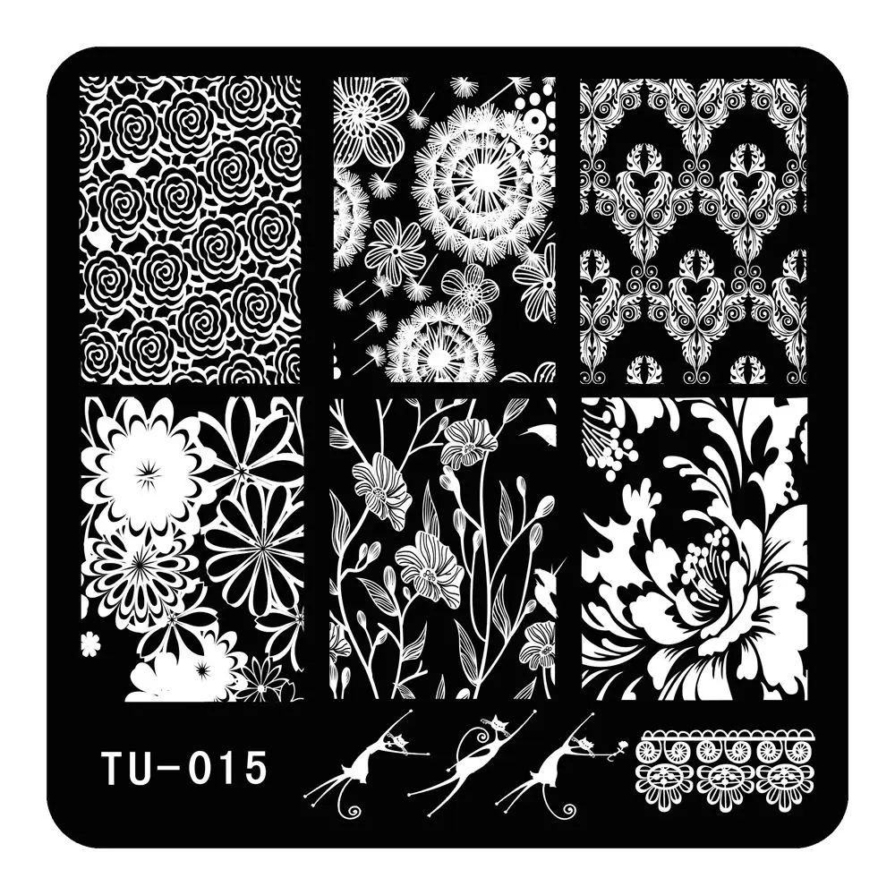 

1pc New Nail Art Stamping Plates Flowers Templates Polish Chrysanthemum Pattern Designs Square Stamp stencil TU-015