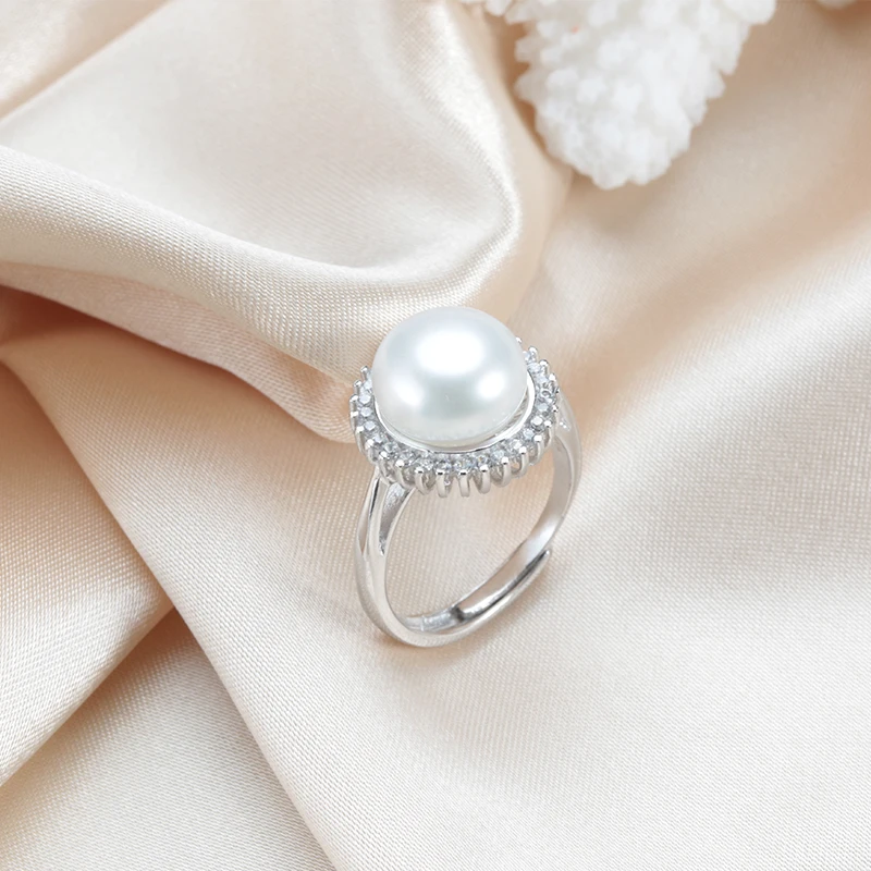 Свободный размер обручальное серебряное кольцо для женщин реального пресноводный жемчуг ювелирные изделия 10-11 мм белый розовый фиолетовый жемчуг кольцо