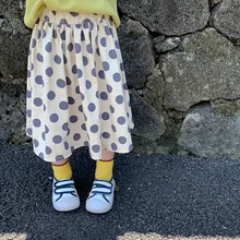 Осенняя хлопковая повседневная юбка в горошек для маленьких девочек 1-6 лет, милая Базовая мини-юбка 3 цветов, одежда