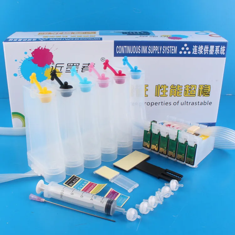 

Universal 6Color Continuous Ink Supply System CISS Kit with Full Accessaries Ink Tank For EPSON 1390 T60 R330 Printer