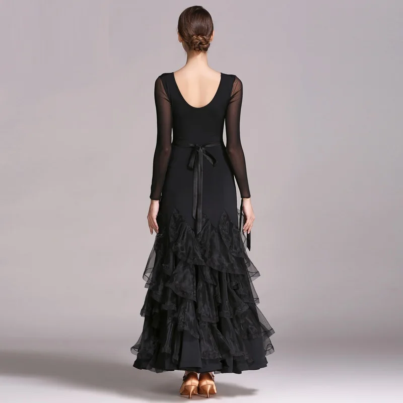 Черные Бальные платья для танцев стандартная одежда для бальных танцев для соревнований стандартное танцевальное платье для вальса современное танцевальное платье фокстрот
