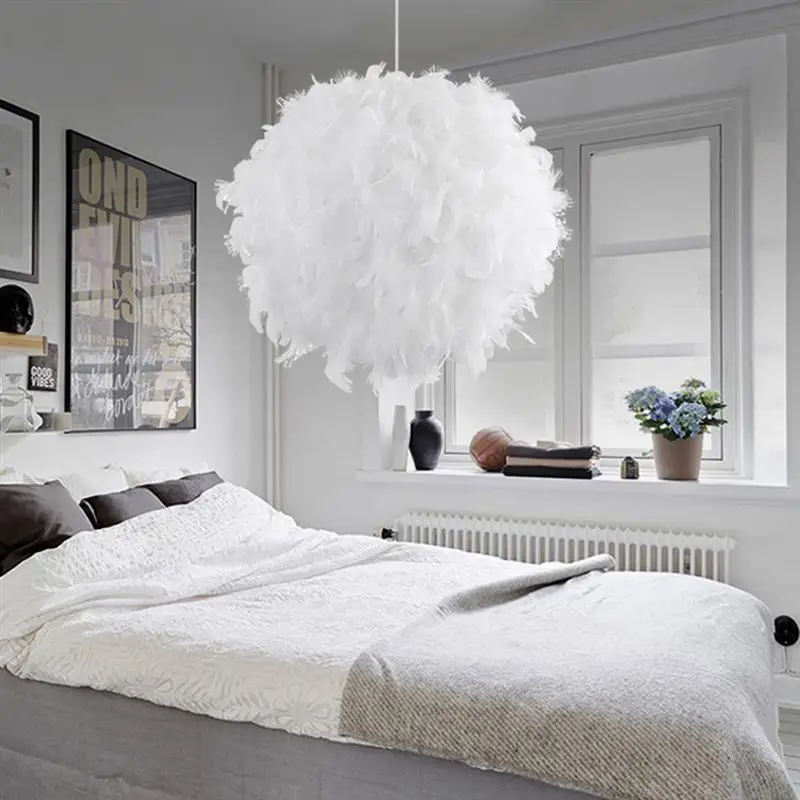 white feather ball light shade