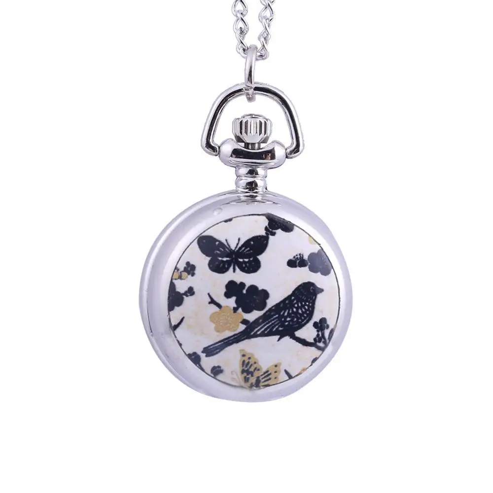 Модные унисекс Карманные часы из нержавеющей стали Кварцевые женские часы с принтом кулон часы классические карманное ожерелье часы подарки/C - Цвет: As shown