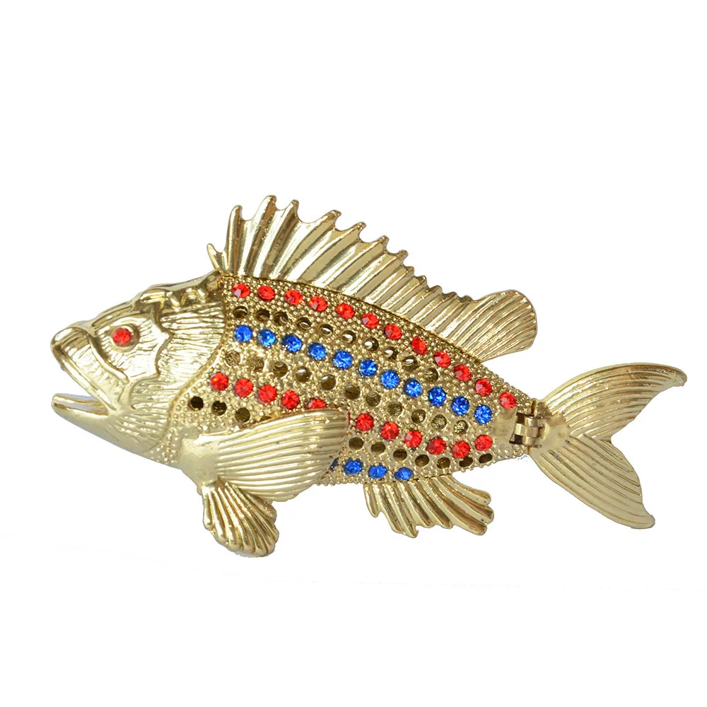 Crystal Bejeweled Fish Trinket & jewelry box for ring nautical ornament