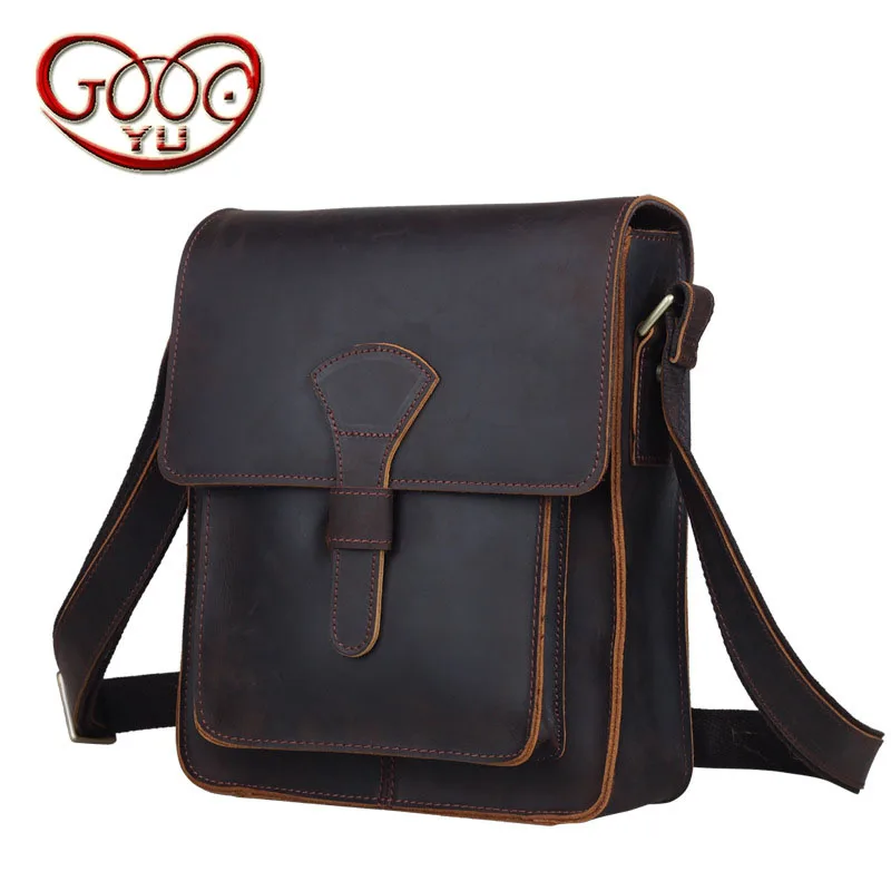 

Men vertical square business shoulder bag Italy imported first layer of leather Messenger bag